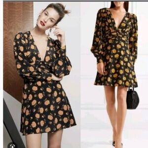 Veronica Beard Silk Marion Blouson Sunflower Dress